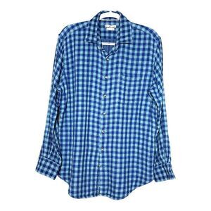 Peter millar Mens Mountainside Collection Cotton Flannel Shirt Blue/Blue Plaid
